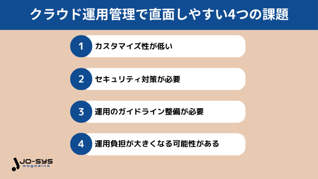 クラウド運用管理で直面しやすい4つの課題と対策は?