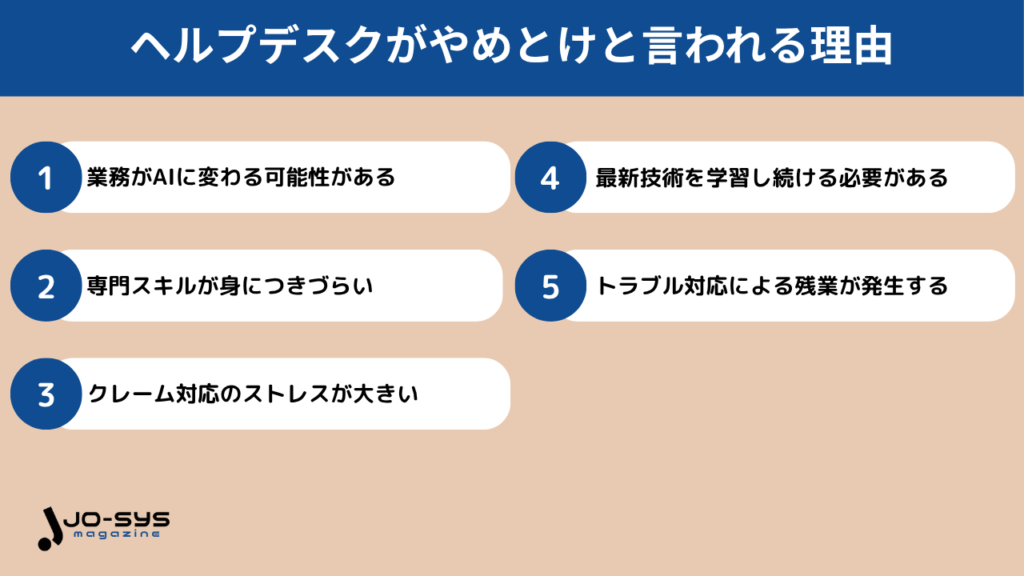 ヘルプデスクは将来性がないしやめとけといわれる理由