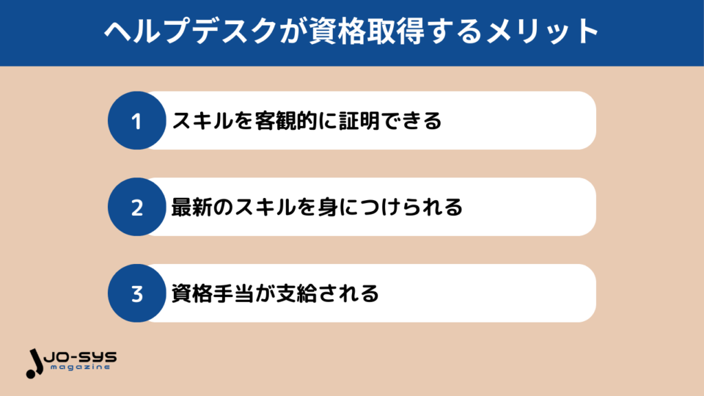 ヘルプデスクが資格取得するメリットの画像