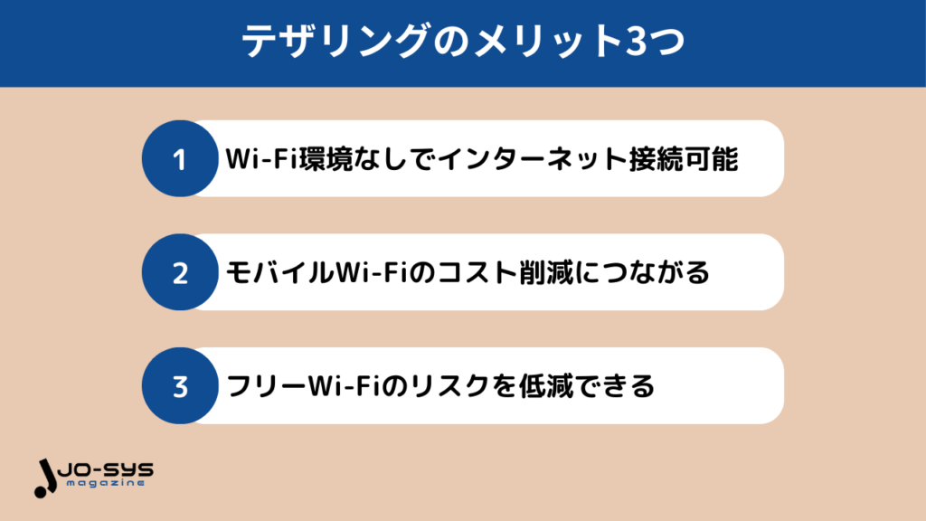テザリングを使用するメリット3つの画像