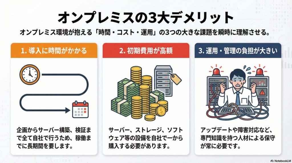 オンプレミスのデメリット
