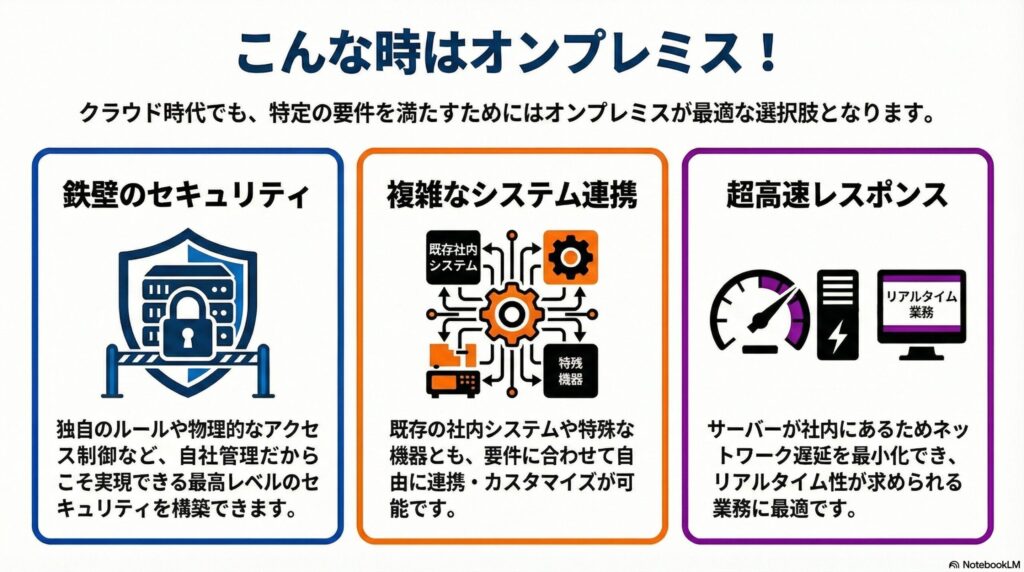 オンプレミスを選ぶべきケースの具体例