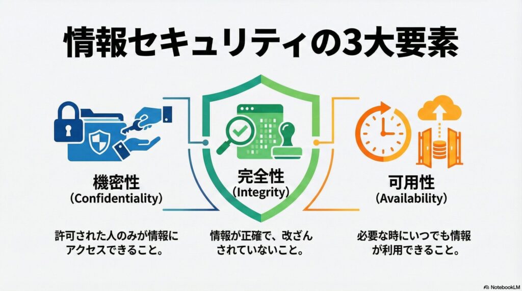 情報セキュリティ3大要素（CIA）の画像