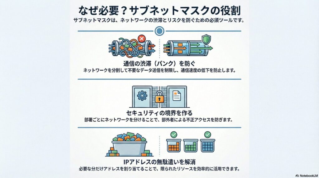 サブネットマスクはなぜ必要なのかの画像