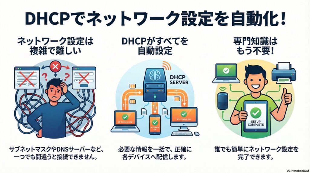 サブネットマスク、デフォルトゲートウェイ、DNSサーバーの設定