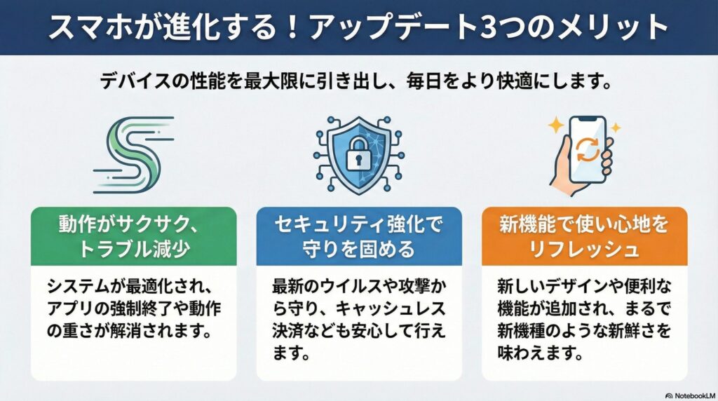 アップデートを行うメリットの画像