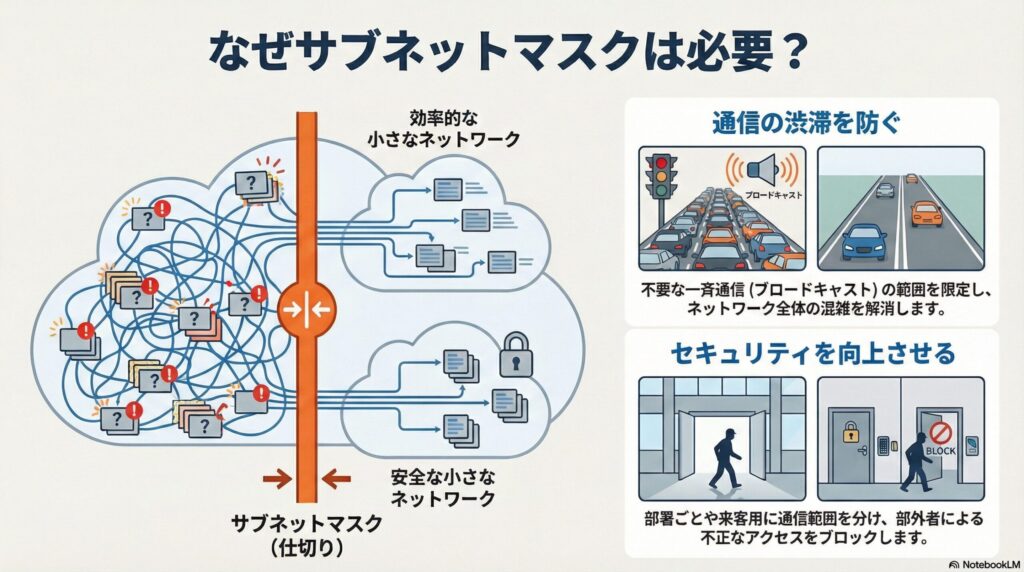 サブネットマスクが必要な理由の画像