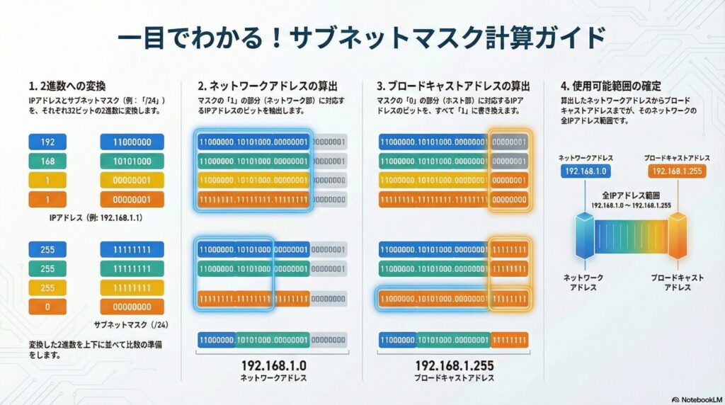サブネットマスクの計算手順