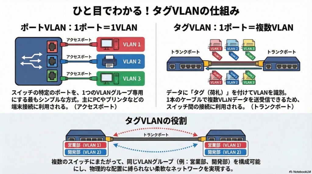 ポートVLANとタグVLANの違い