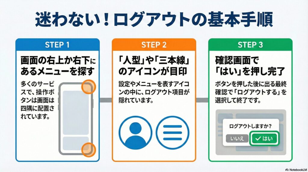 ログアウトの基本手順の画像