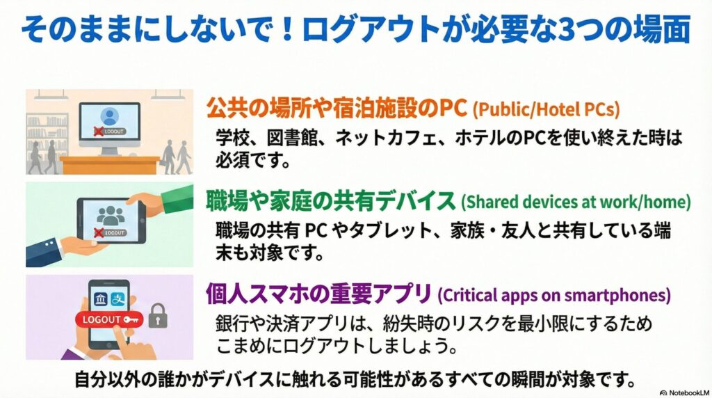 ログアウトが必要な場面の画像