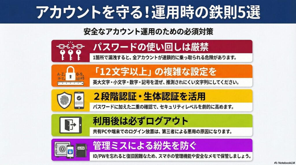 アカウント作成・運用時の注意点の画像