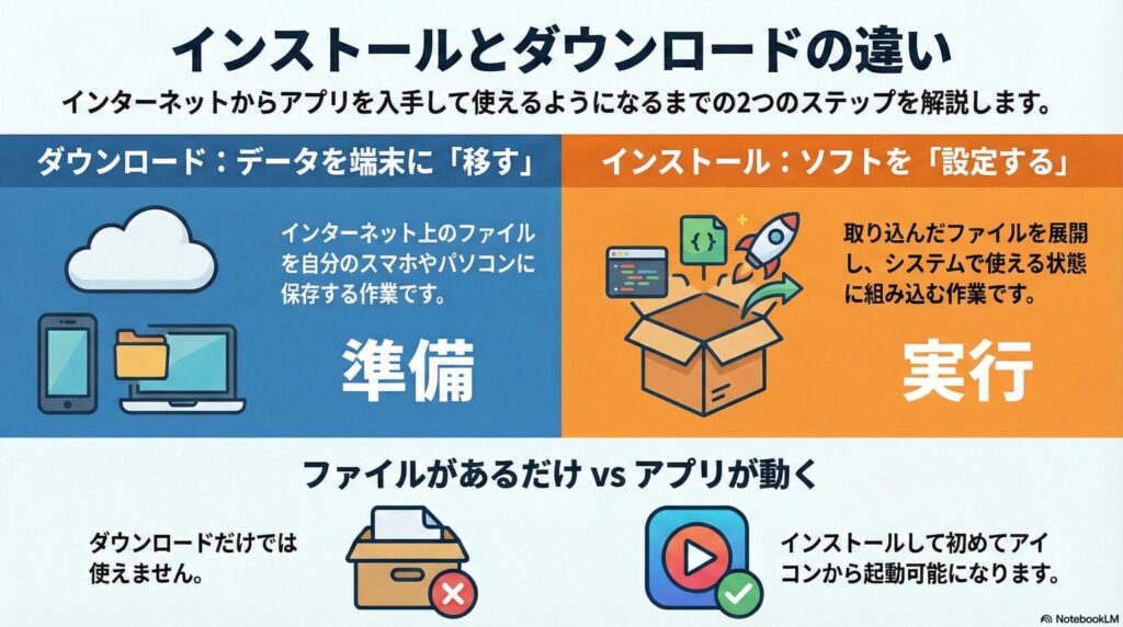 インストールとダウンロードの違いの画像