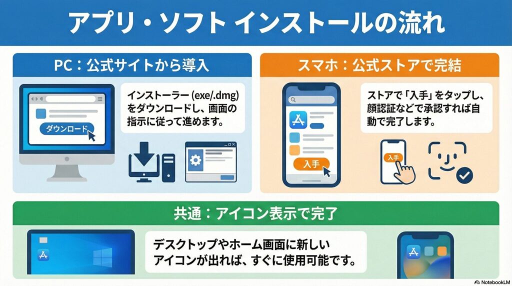 アプリ・ソフトインストールの流れの画像