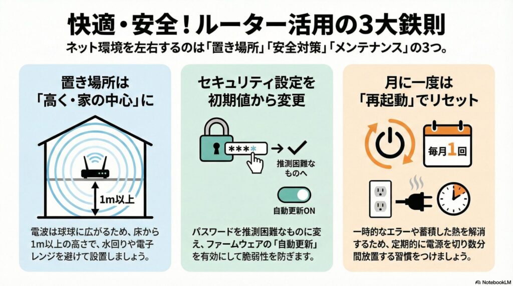 快適に使い続けるためのルーター使用時の注意点の画像