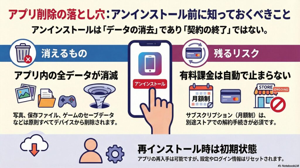 アンインストールするとどうなるかの画像