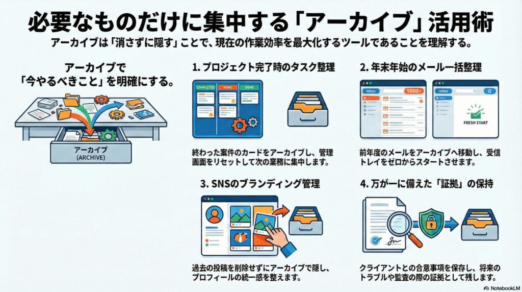 アーカイブが使用される場面