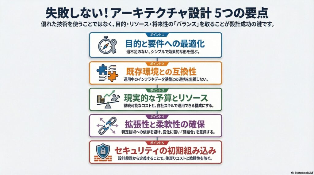 アーキテクチャ設計の5つの要点の画像