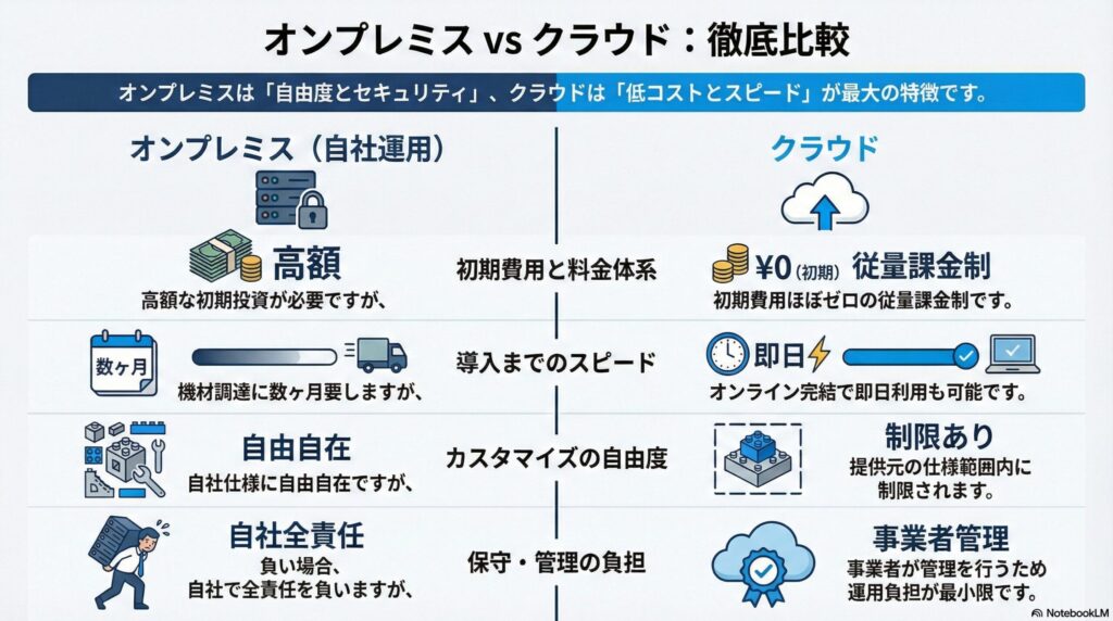 オンプレミスとクラウドの違いの画像