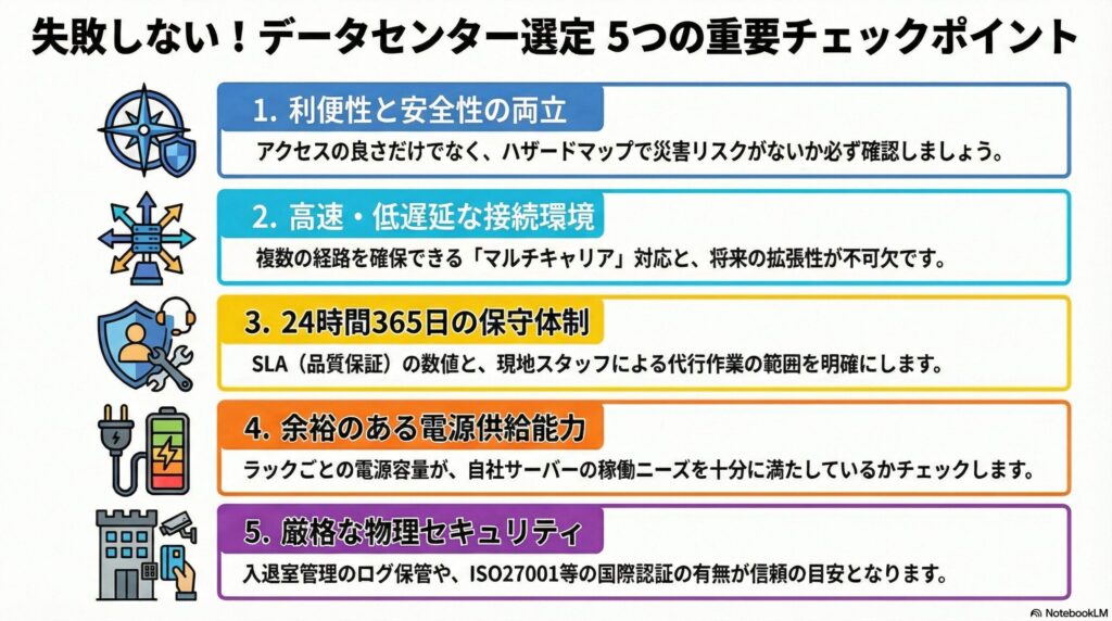 データセンターを選ぶ際のポイントの画像