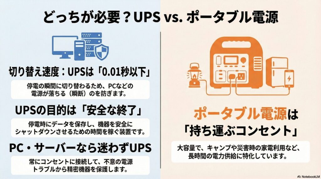 UPSとポータブル電源の違い