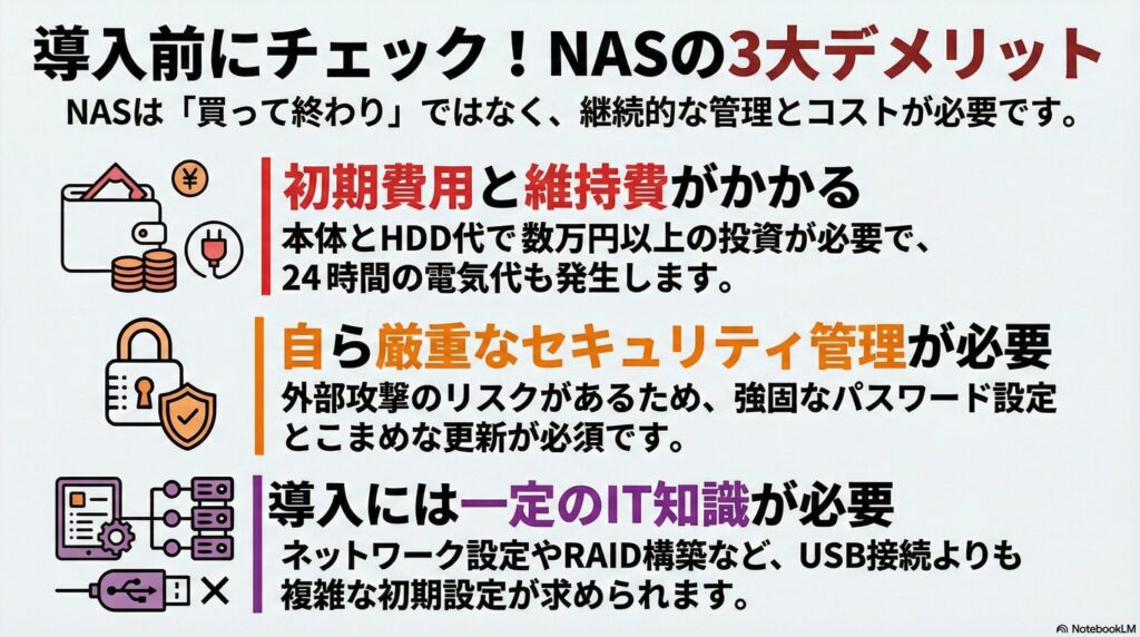 導入前に知っておくべきNASのデメリットの画像