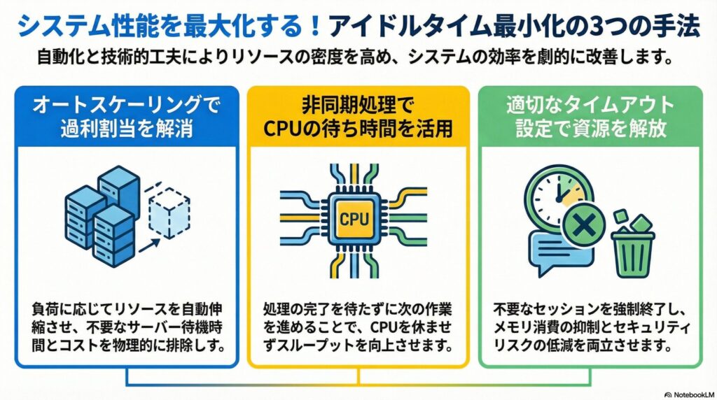アイドルタイムを最小化し、システムパフォーマンスを最大化する3つの手法の画像