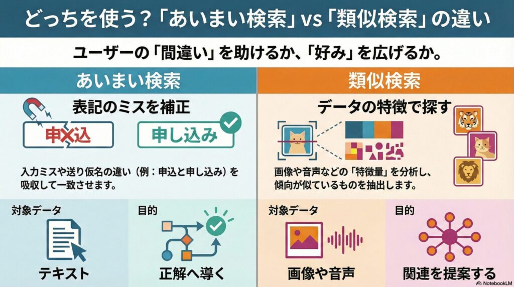 あいまい検索と類似検索の違いの画像