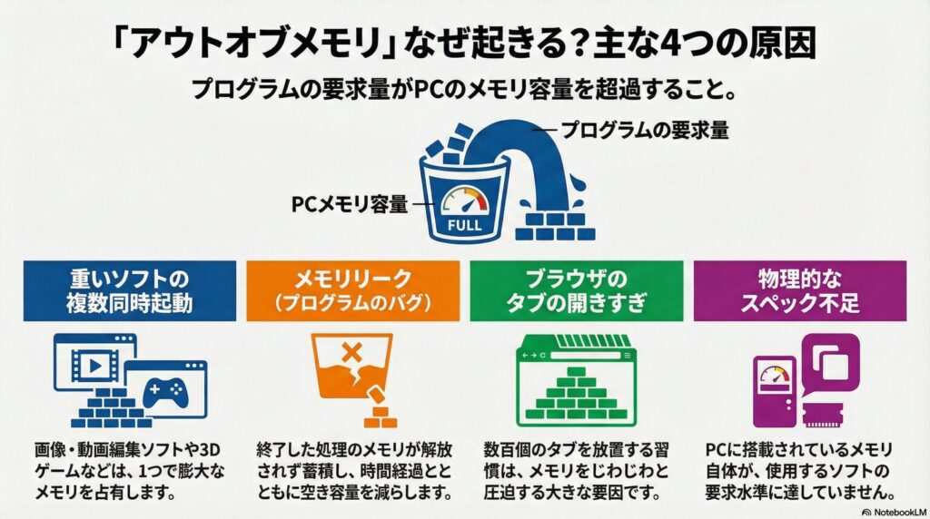 アウトオブメモリが発生する原因の画像