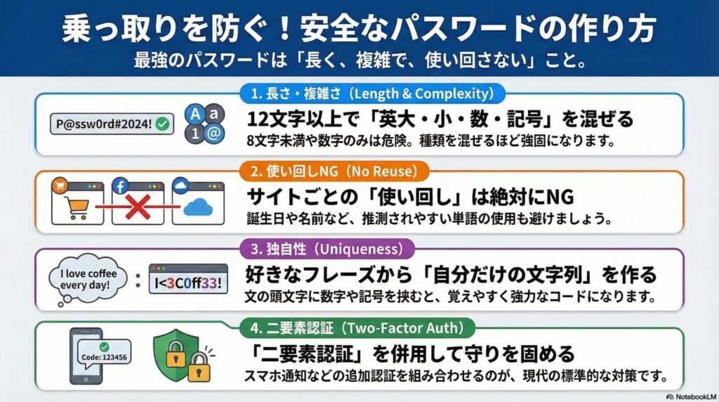 安全なパスワードの作成方法の画像
