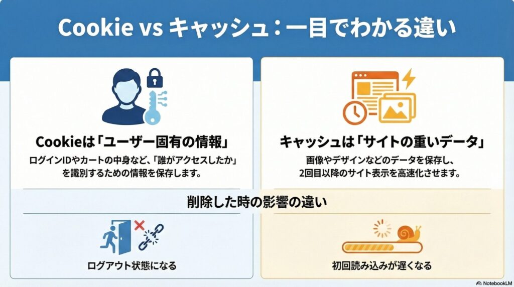 Cookieとキャッシュの違いの画像