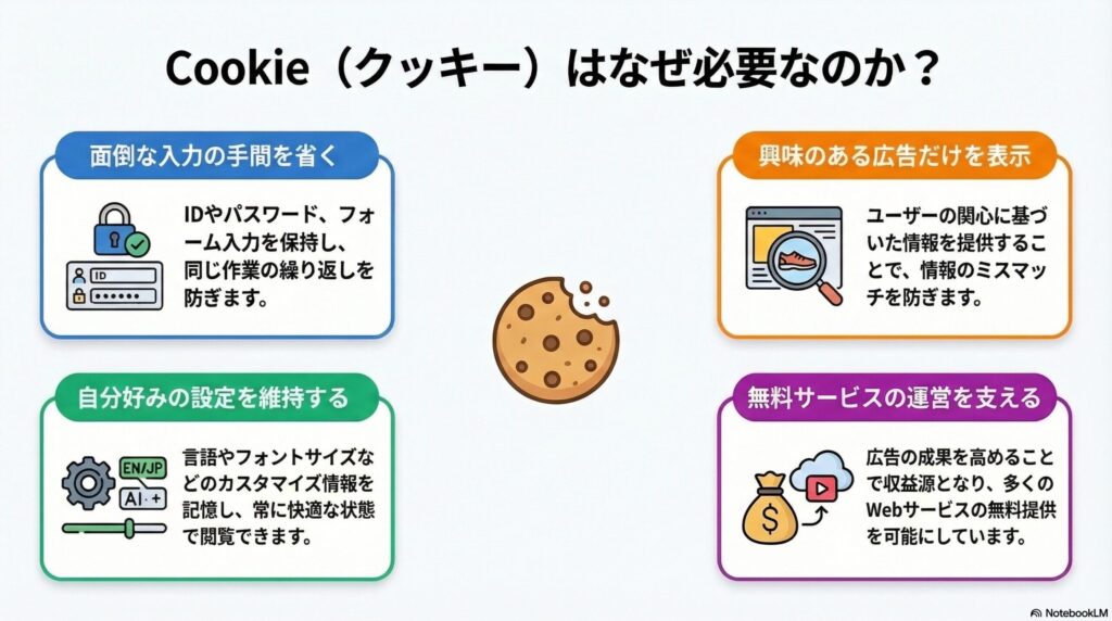 Cookieが必要な理由の画像