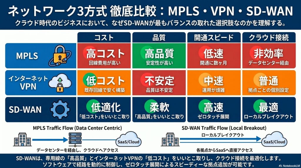 従来WAN・VPN・MPLSとの違いを比較