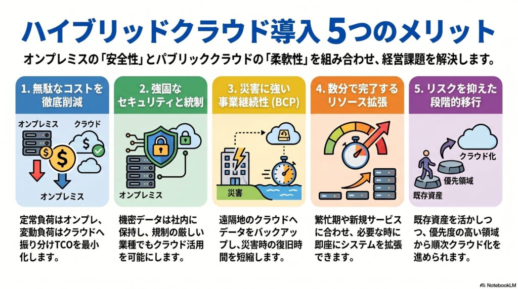 ハイブリッドクラウドを導入する5つのメリットの画像